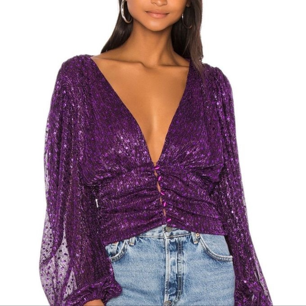 💜 NWT! For Love & Lemons Sequin Blouse